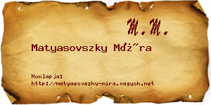 Matyasovszky Míra névjegykártya